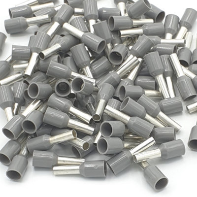 Pepte 100Pcs 2.5mm Insulated Grey Single Cord End Terminal Crimp Bootlace Ferrules from B&Q