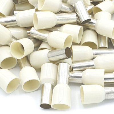 Pepte 100Pcs 16mm Insulated Ivory Single Cord End Terminal Crimp Bootlace Ferrules from B&Q