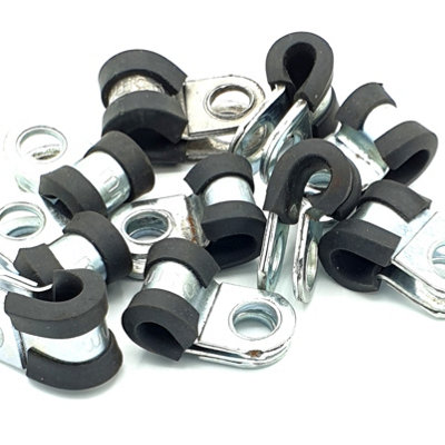 Pepte 10Pcs X 5mm Rubber Lined Cable P-Clips Steel Hose P Clamps from B&Q