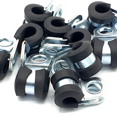 Pepte 10Pcs X 6mm Rubber Lined Cable P-Clips Steel Hose P Clamps from B&Q