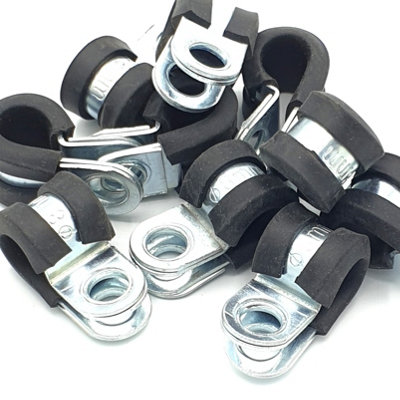 Pepte 10Pcs X 8mm Rubber Lined Cable P-Clips Steel Hose P Clamps from B&Q