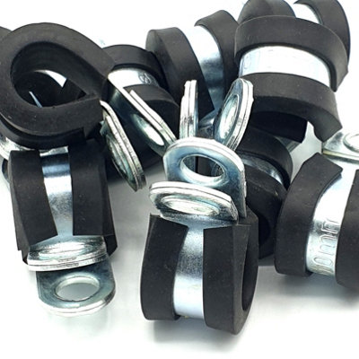 Pepte 10Pcs X 10mm Rubber Lined Cable P-Clips Steel Hose P Clamps from B&Q
