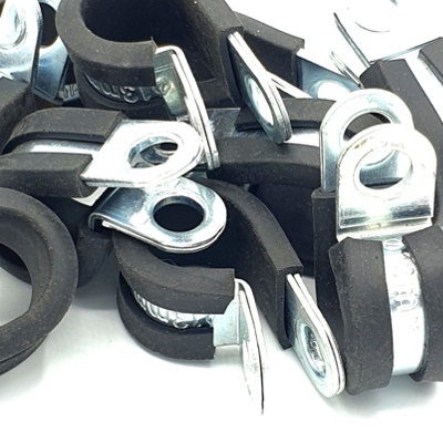 Pepte 10Pcs X 13mm Rubber Lined Cable P-Clips Steel Hose P Clamps from B&Q
