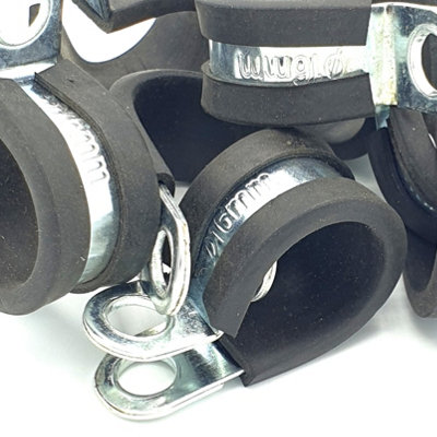 Pepte 10Pcs X 16mm Rubber Lined Cable P-Clips Steel Hose P Clamps from B&Q