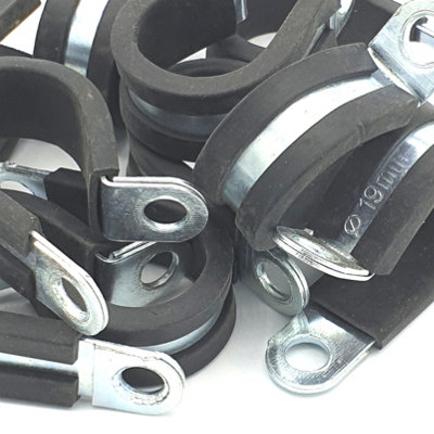 Pepte 10Pcs X 19mm Rubber Lined Cable P-Clips Steel Hose P Clamps from B&Q