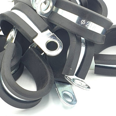 Pepte 10Pcs X 21mm Rubber Lined Cable P-Clips Steel Hose P Clamps from B&Q