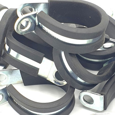 Pepte 10Pcs X 25mm Rubber Lined Cable P-Clips Steel Hose P Clamps from B&Q