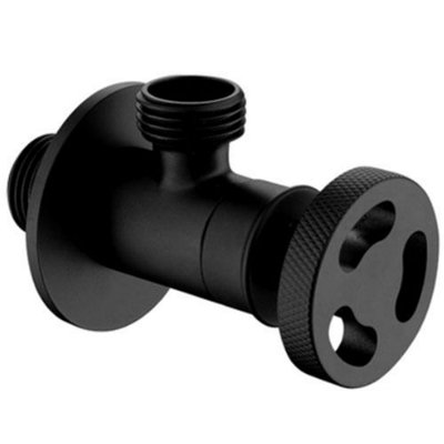 Black Wall Mounted Angled Isolation Valve Round 1/2 - Image 3