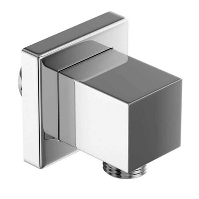 PEPTE Shower Hose Outlet Elbow Square Concealed Fitting Chrome Wall Mounted Brass from B&Q
