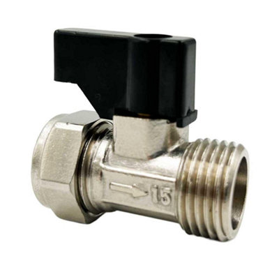 15mm x 1/2 BSP Flat Faced Straight Isolating Valve with Handle - Image 3