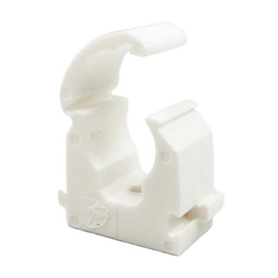 B&Q -  100 X 22mm Hinged Single Pipe Clips White Plastic