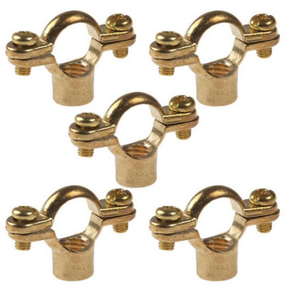 Pepte 5 X 54mm Single Munsen Rings Clips Brass Pipe Brackets M10 Thread from B&Q