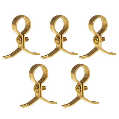Pepte 5 X 42mm Schoolboard Pipe Clips Pressed Brass Screw-On Brackets from B&Q