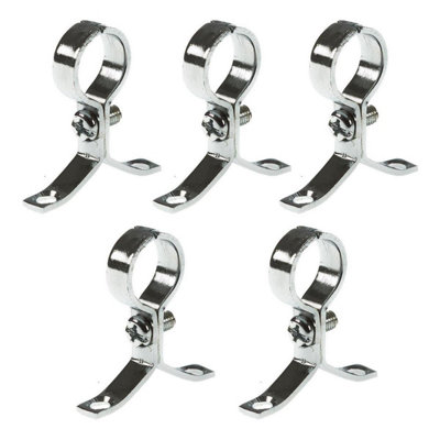 Pepte 5 X 22mm Chrome Schoolboard Pipe Clips Pressed Brass Screw-On Brackets from B&Q