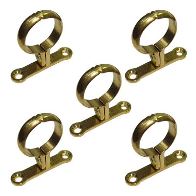 Pepte 5 X 42mm Die Cast Schoolboard Pipe Clips Wall Bracket Screw-On Brass from B&Q