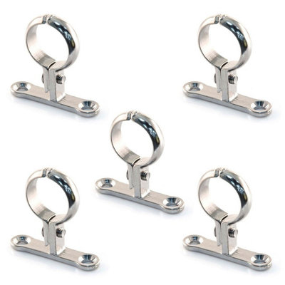 Pepte 5 X 15mm Chrome Die Cast Schoolboard Pipe Clips Wall Bracket Screw-On Brass from B&Q