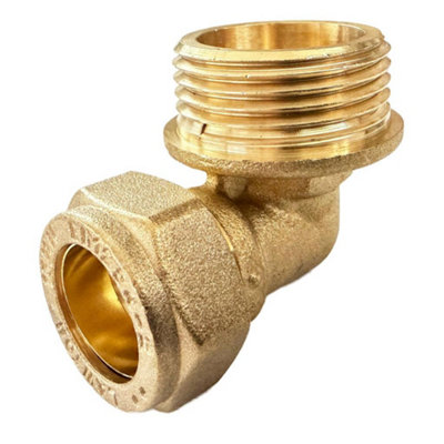 15mm x 3/4" Compression Elbow Male BSP Thread Fitting Brass WRAS - Image 3