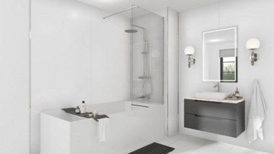 B&Q -  Crystal White  2420 X 585 X 11mm Laminate Plywood Tongue & Groove