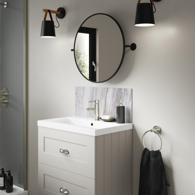 Splashwall Alloy Matt Marmo Linea Aluminium Bathroom Splashback (H)25Cm (W)60Cm from B&Q