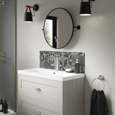 Splashwall Alloy Matt Abruzzo Aluminium Bathroom Splashback (H)25Cm (W)80Cm from B&Q