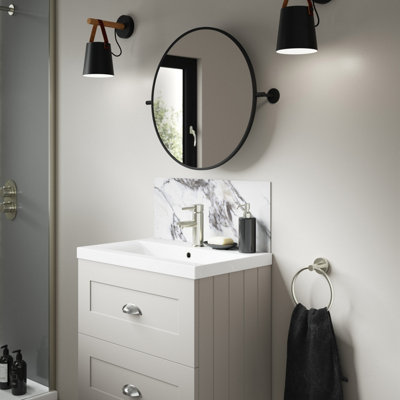 Splashwall Alloy Matt Marmo Migliore Aluminium Bathroom Splashback (H)25Cm (W)60Cm from B&Q
