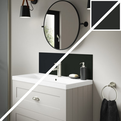 Splashwall Alloy Matt Midnight Grey & Hadrian Green Aluminium Double-Sided Bathroom Splashback (H)25Cm (W)80Cm from B&Q