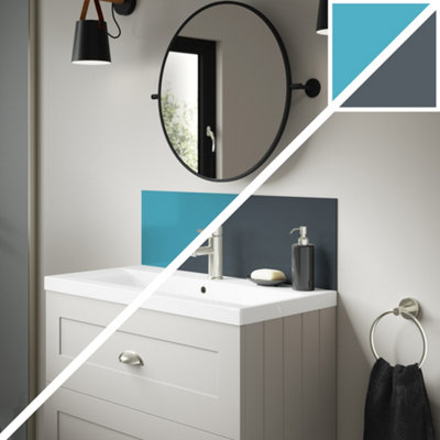 Splashwall Alloy Gloss Essence & Slate Aluminium Double-Sided Bathroom Splashback (H)25Cm (W)80Cm from B&Q