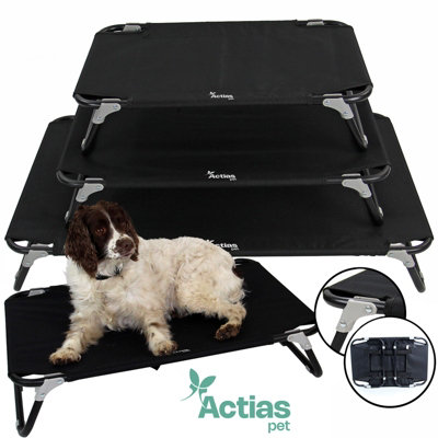 Easipet Elevated Dog Bed Pet Cat Raised Folding Camping Cot Indoor Outdoor Waterproof Small Black/Grey