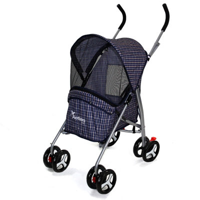 Actiaspet Blue Tartan Folding Pushchair Pet Stroller (15 Kgs Carrying Capacity) from B&Q