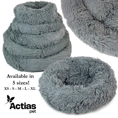 Actiaspet Dog Cat Bed Fluffy Donut Kitten Puppy Pet Cushion Calming Mattress Xl from B&Q