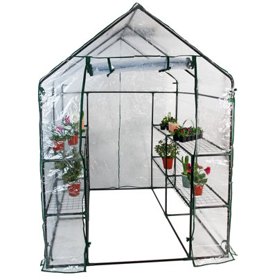Actiasgear Walk In Greenhouse With Pvc Cover Garden Grow Green House 8 Shelves from B&Q