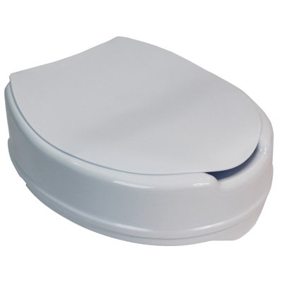 B&Q -  Raised Toilet Seat Aid With Lid 10Cm (4") Elevated Strong And Durable
