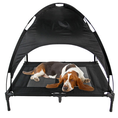 Actiaspet Large Elevated Dog Bed Pet Raised Camping Cot Indoor Outdoor Mesh With Canopy Cover from B&Q