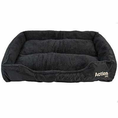 B&Q -  Faux Fur Pet Bed Black/grey Xl