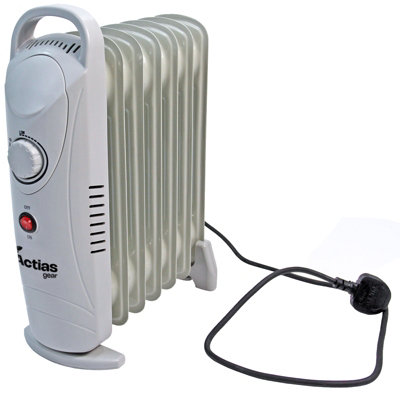 Actiasgear Electric Portable Heater Mini Oil Radiator 800W Column 7 Fins Thermostat Compact from B&Q
