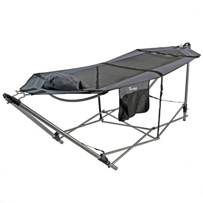 B&Q -  Grey Portable Hammock With Pillow