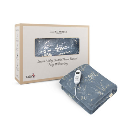B&Q -  Pussywillow Grey Heated Throw Electric Blanket