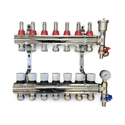 Warmer 7 Port Underfloor Heating Manifold With Pipe Connections 17mm X 3/4 Psw Tradesuppliers Ltd from B&Q