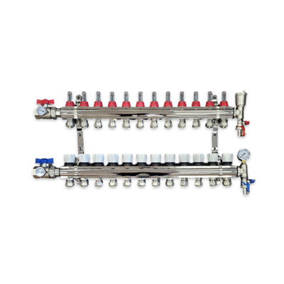 Warmer 12 Port Underfloor Heating Manifold With Pipe Connections 17mm X 3/4 Ball Valves With Thermometers Psw Tradesuppliers Ltd from B&Q