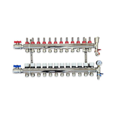 Warmer 12 Ports Underfloor Heating Manifold With 15mm Pipe Connections1 Inch Ball ValvesAutomatic Air Vent Psw Tradesuppliers Ltd from B&Q