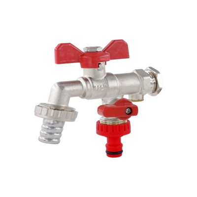 Warmer System Butterfly Outside Garden Double Outlet Tap 1/2X3/4X3/4 With Check Valve Psw Tradesuppliers Ltd from B&Q