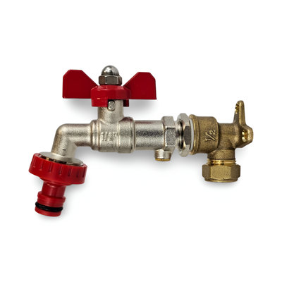 Warmer System Outside Garden Tap With Check Valve And Wallplate Elbow FixtureButterfly Handle Psw Tradesuppliers Ltd from B&Q