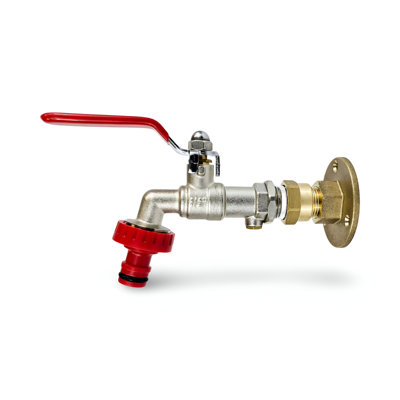 Warmer Outdoor Garden Tap With Check Valve And Through The Wall Wallplate Flange Bracket 1/2 Lever Handle Garden Tap Psw Tradesuppliers from B&Q