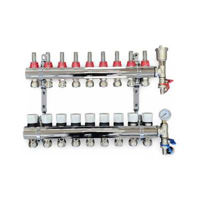 Warmer 9 Port Underfloor Heating Manifold With Pipe Connections 15mm X 3/4 Psw Tradesuppliers Ltd from B&Q
