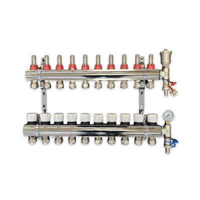 Warmer 10 Port Underfloor Heating Manifold With Pipe Connections 17mm X 3/4 Psw Tradesuppliers Ltd from B&Q