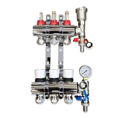 Warmer 3 Port Underfloor Heating Manifold With Pipe Connections 17mm X 3/4 Psw Tradesuppliers Ltd from B&Q