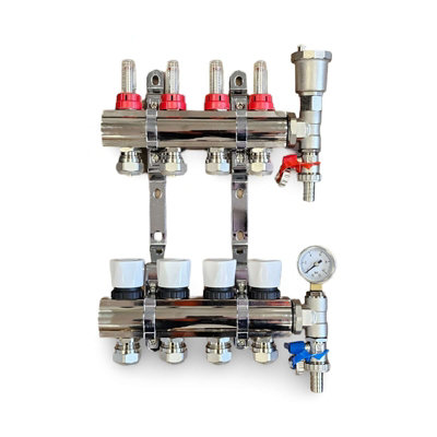 Warmer 4 Port Underfloor Heating Manifold With Pipe Connections 17mm X 3/4 Psw Tradesuppliers Ltd from B&Q