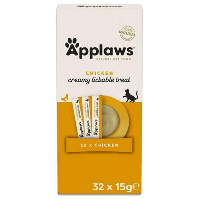 Applaws Grain X 15G Chicken Creamy Lickable Cat Treat Sachets Free Puree Size 32