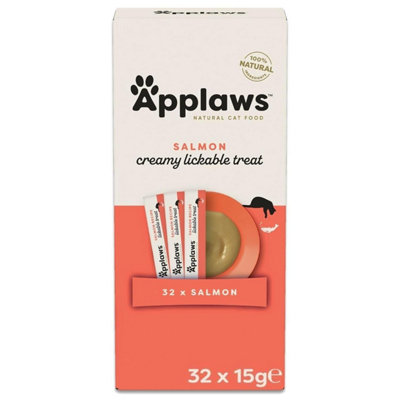 Applaws Salmon/Grain X 15G Creamy Lickable Cat Treat Sachets Free Puree Size 32