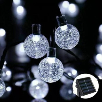 HSD 50 Led White Crystal Ball Lights (10M)Solar Power Lights For ChristmasWeddingsAnd Home Decor